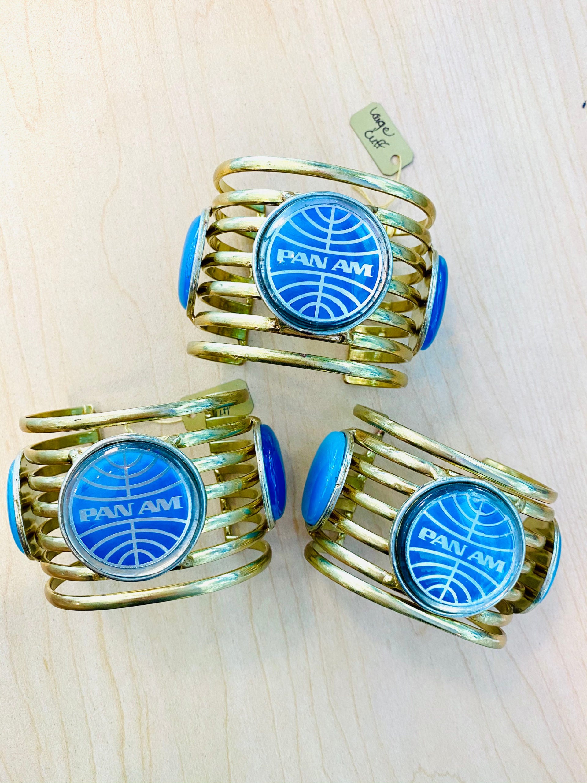 Pan Am "Logo & Gemstone" Cuff Bracelet