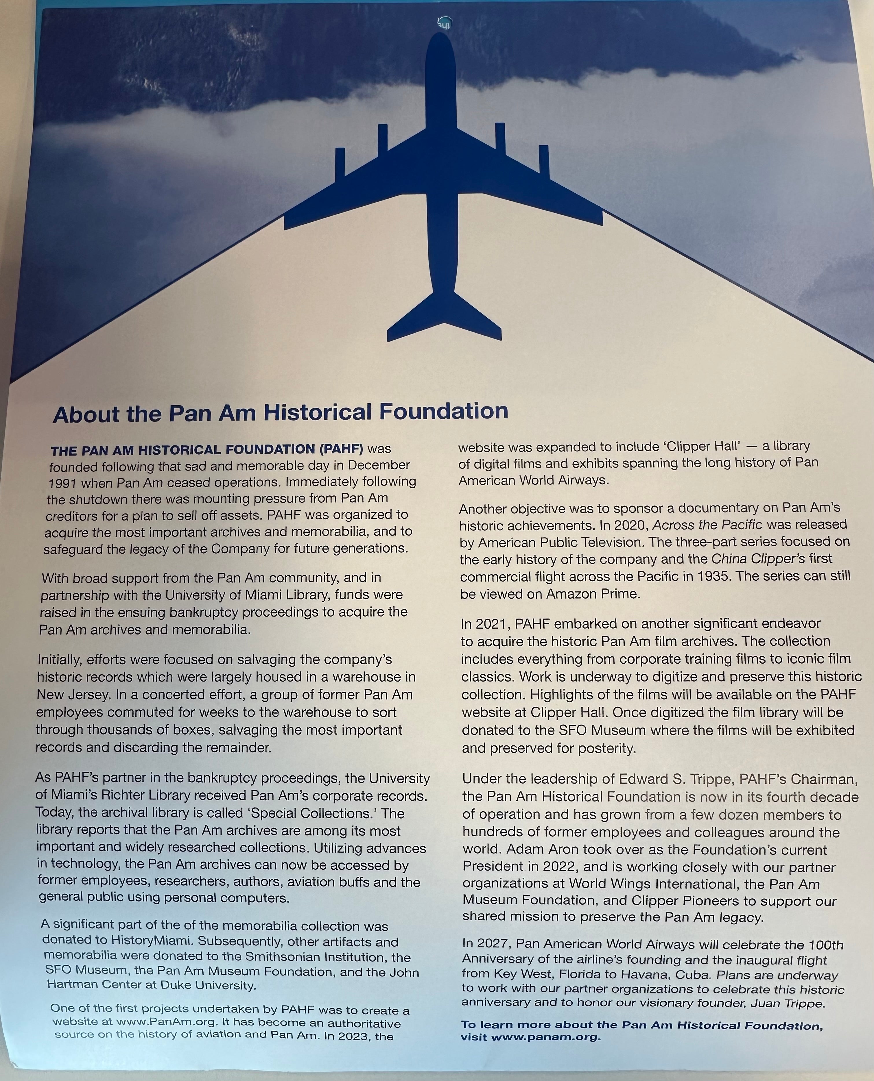 Pan Am Historical Foundation 2025 Calendar