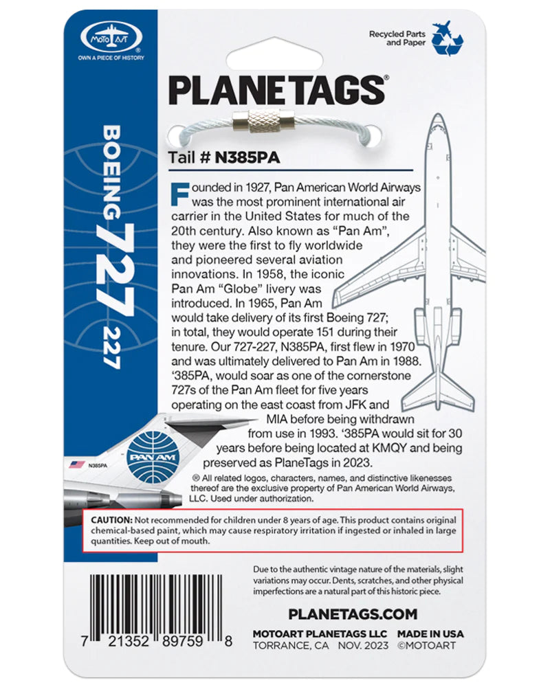 Pan Am Plane Tags
