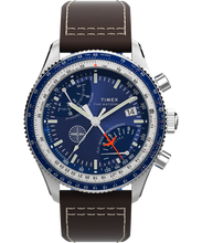 Load image into Gallery viewer, Timex Fly Back Chronograph x Pan Am® 43mm Leather Strap Watch
