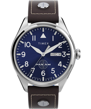 Load image into Gallery viewer, Timex X Pan Am Day-Date 42mm Leather Strap Watch
